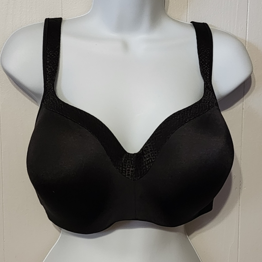 Playtex 44D Bra Balconette Wide Straps‎ Underwire Padded Black
